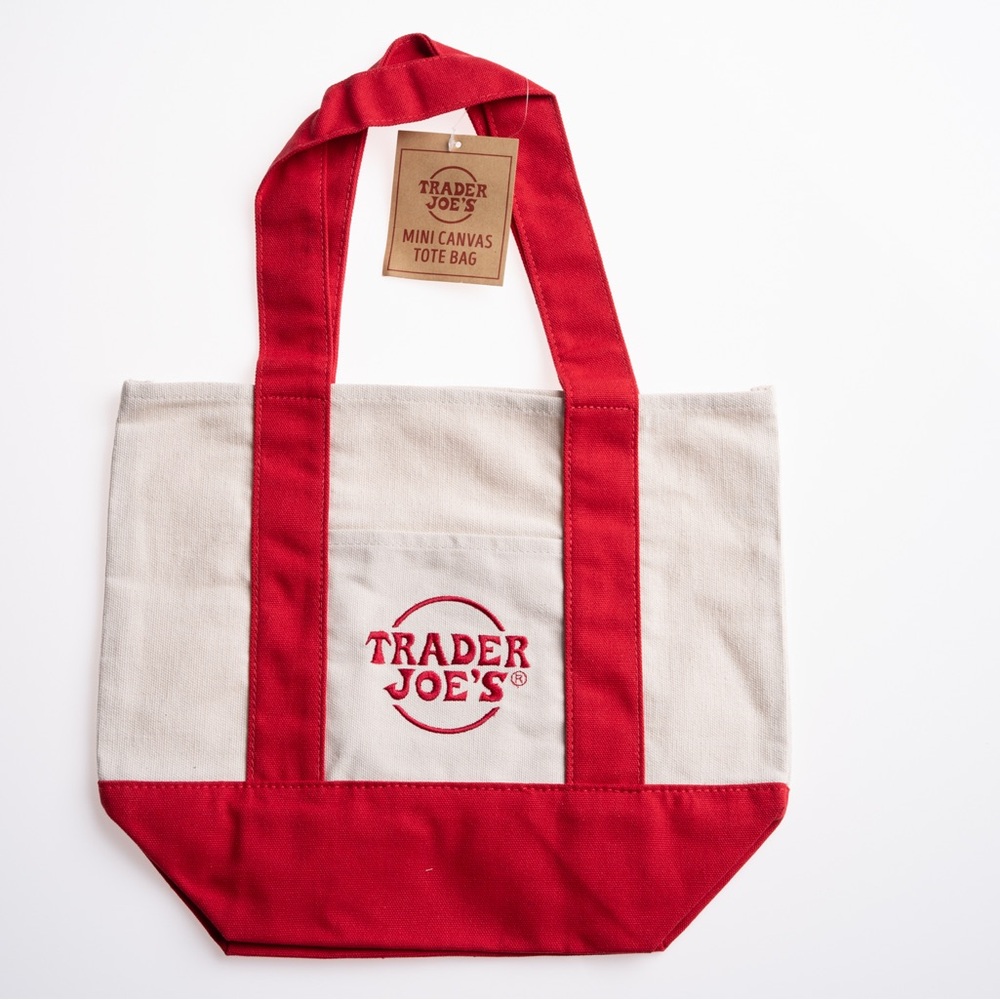Trader Joe's mini Canvas Tote Bag - Red